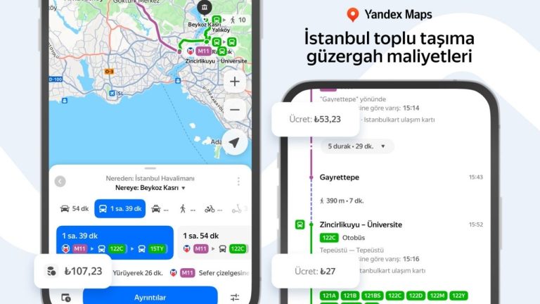 Yandex Maps’te artık toplu taşıma ücretleri anlık görebileceksiniz